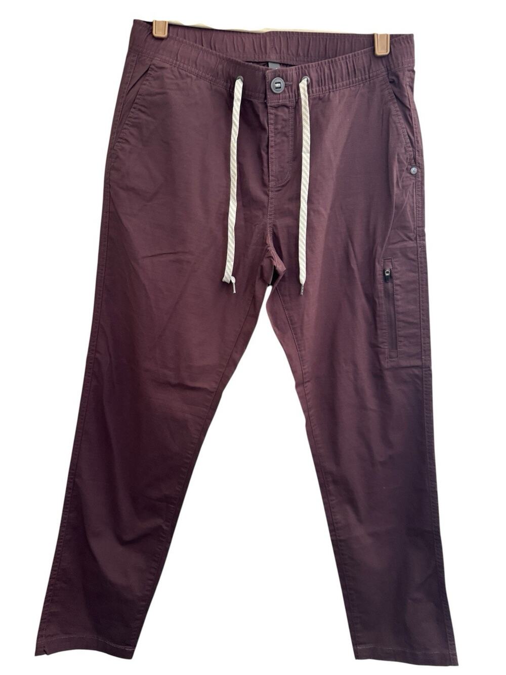 Vuori Ripstop Pants Womens Medium Maroon VW401 Elastic Waist Zip Pockets #NE181